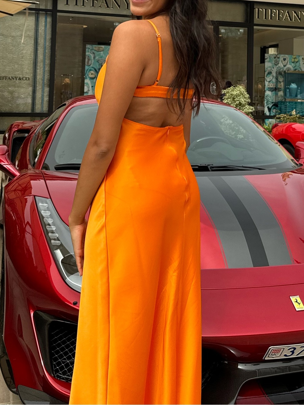 Zara Orange Satin Slip Dress